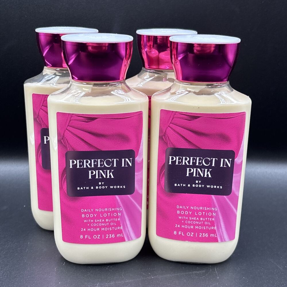 NEW Bath & Body Works Lot of 4 Bottles Perfect In Pink Daily Body Lotion Cream